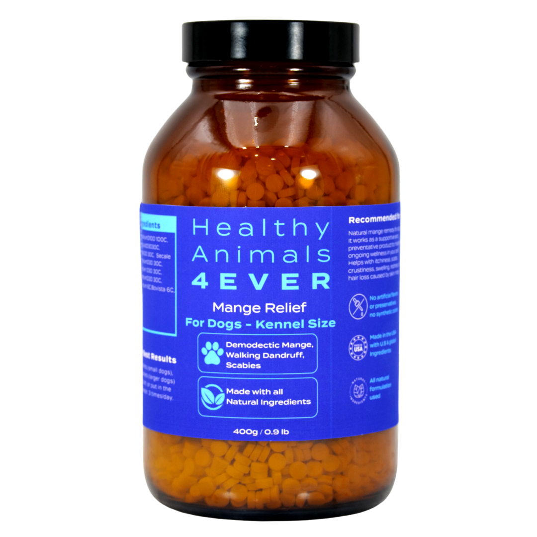 Mange Relief for Dogs - Treatment for Itchiness, Scabs, & Hair Loss Caused by Mites | All-Natural, Homeopathic, Non-Toxic, Tablets, Big Jar