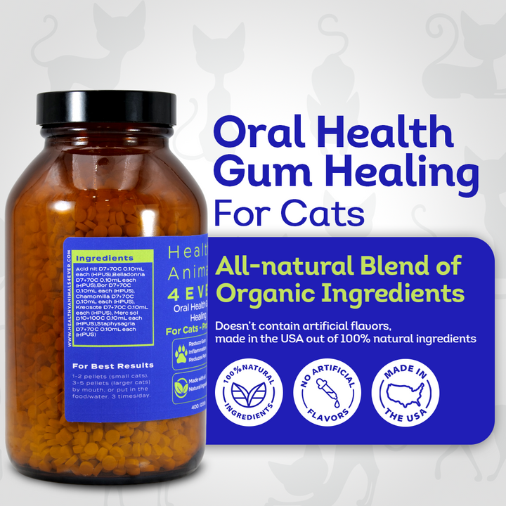 Cat Oral Health - Relieves Inflammation, Soothes Pain & Fights Gum Disease - Natural, Non-GMO, Organic, Gluten-Free & Chemical-Free - Tablets, Big Jar