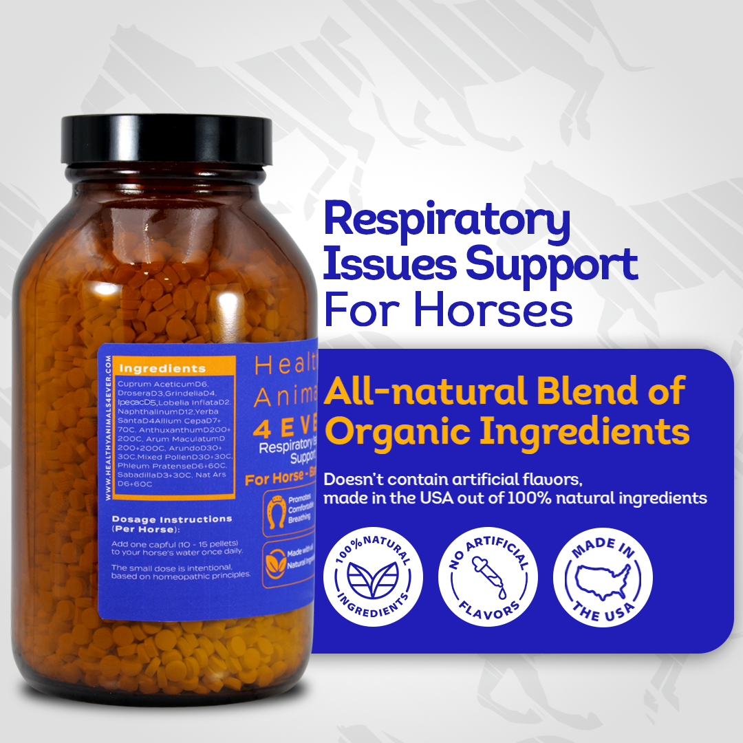 Horse Respiratory Issues Support - Helps Prevent Heaves, Allergies & Infections – Highly Effective, Natural Homeopathic Supplement - Tablets, Big Jar