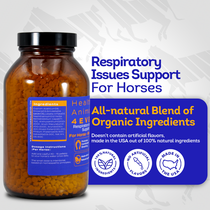 Horse Respiratory Issues Support - Helps Prevent Heaves, Allergies & Infections – Highly Effective, Natural Homeopathic Supplement - Tablets, Big Jar