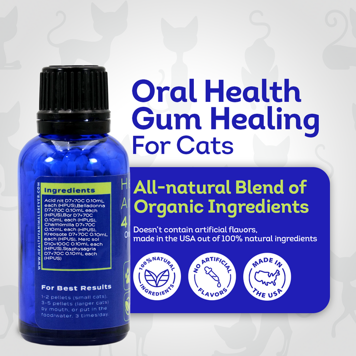 Cat Oral Health - Relieves Inflammation, Soothes Pain & Fights Gum Disease - Natural, Non-GMO, Organic, Gluten-Free & Chemical-Free - 300 Tablets