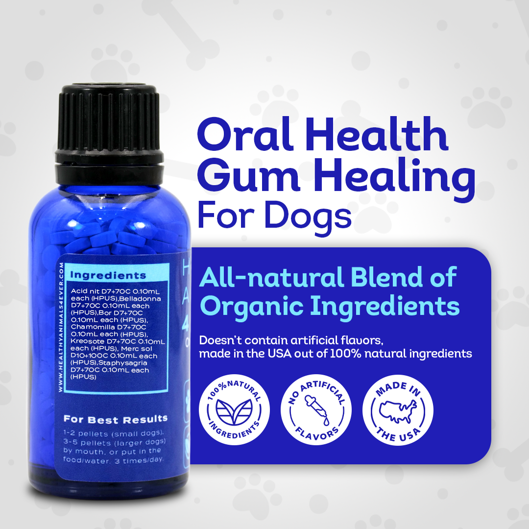 Dog Oral Health Supplement - Relieves Inflammation, Soothes Pain & Fights Gum Disease - Natural, Non-GMO, Organic, Gluten-Free & Chemical-Free - 300 Tablets