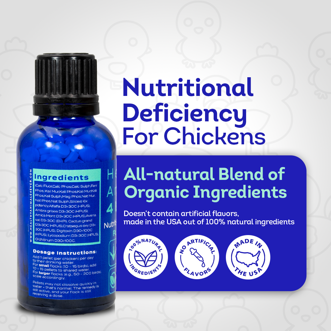 Chicken Nutritional Deficiency Supplement - Supports Balanced Nutrition & Health - Highly Effective, Natural Homeopathic Tablets - 300 Pellets