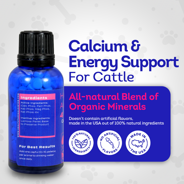 Cattle Milk Fever Support - Boosts Calcium & Energy Levels and Promotes Vitality & Alertness - All-Natural, Homeopathic Formula - 300+ Tablets