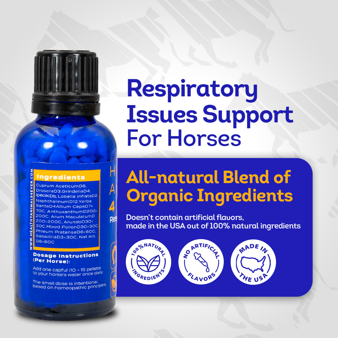 Horse Respiratory Issues Support - Helps Prevent Heaves, Allergies & Infections – Highly Effective, Natural Homeopathic Supplement - 300 Tablets