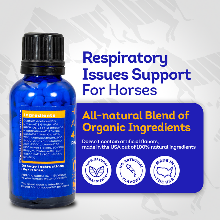 Horse Respiratory Issues Support - Helps Prevent Heaves, Allergies & Infections – Highly Effective, Natural Homeopathic Supplement - 300 Tablets