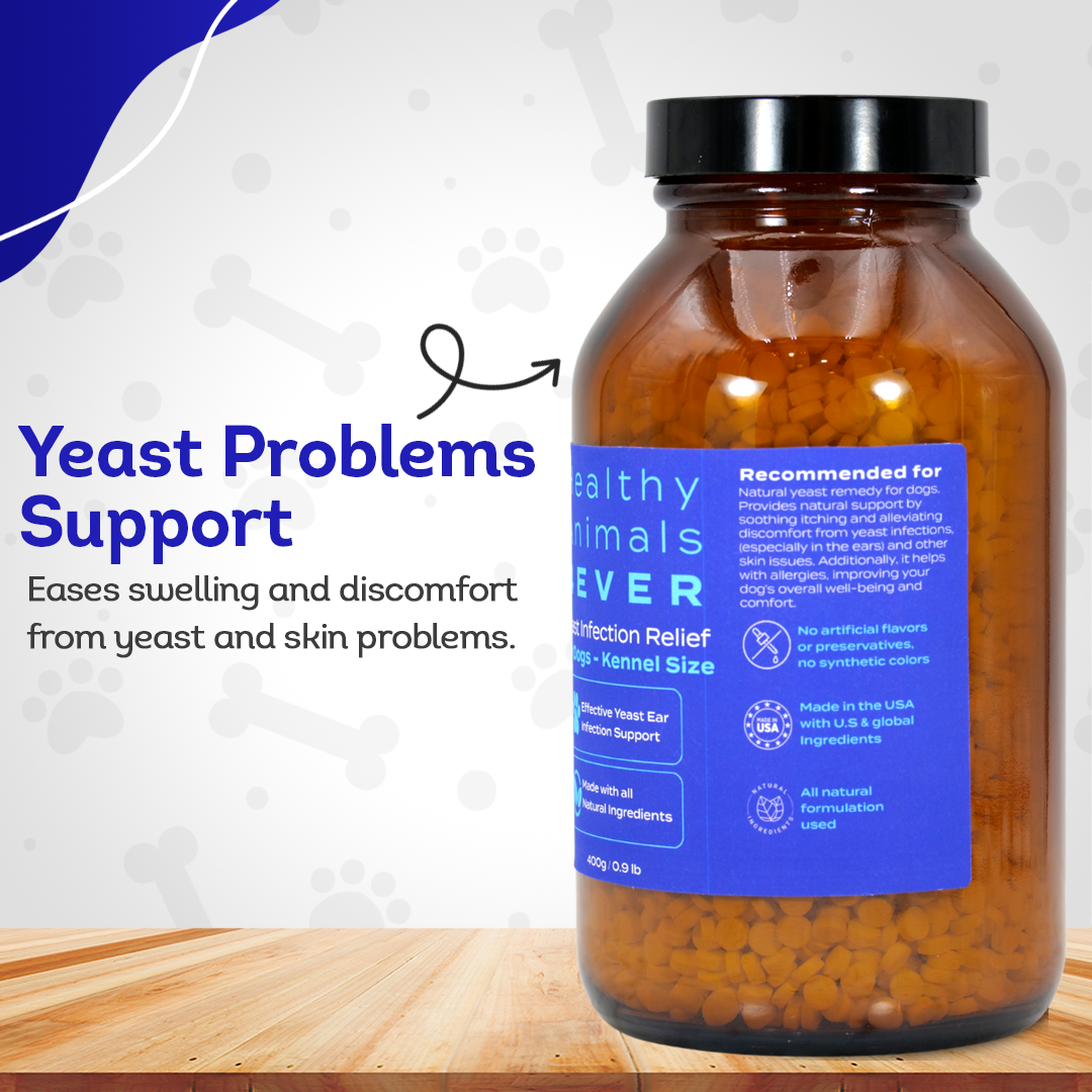 Dog Yeast Protection - Homeopathic Support for Yeast Infections - All-Natural Preventive Care for Skin & Ear Health - Tablets, Big Jar