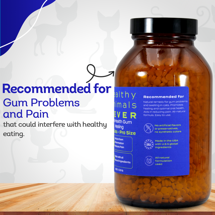 Cat Oral Health - Relieves Inflammation, Soothes Pain & Fights Gum Disease - Natural, Non-GMO, Organic, Gluten-Free & Chemical-Free - Tablets, Big Jar