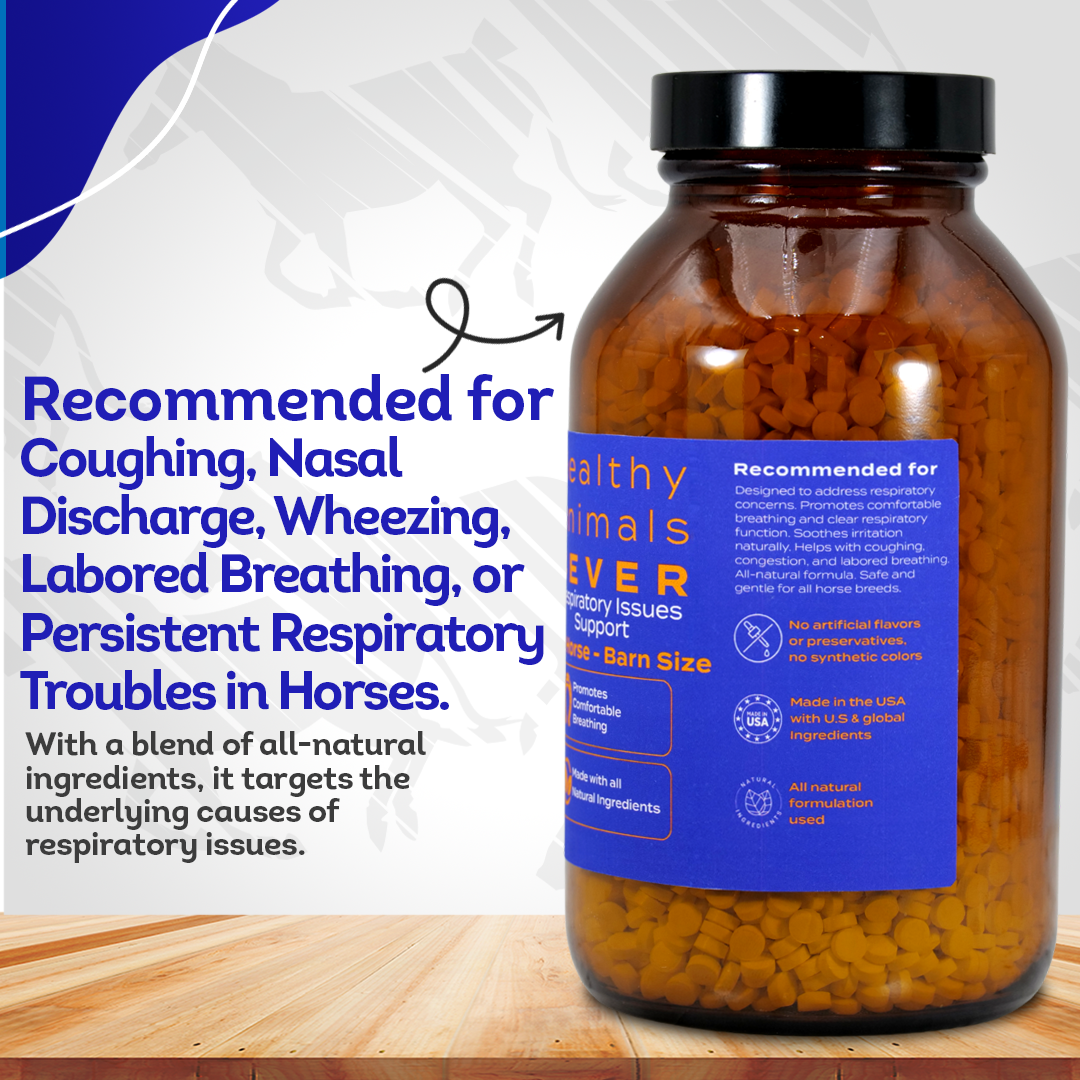 Horse Respiratory Issues Support - Helps Prevent Heaves, Allergies & Infections – Highly Effective, Natural Homeopathic Supplement - Tablets, Big Jar