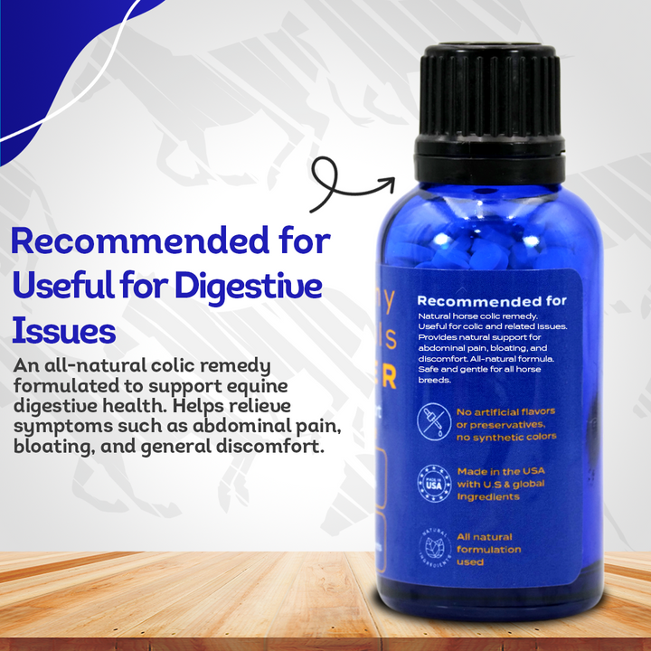 Horse Colic Support - Reduces Abdominal Pain & Stomach Issues - Highly Effective, Natural Homeopathic Supplement - 300 Tablets