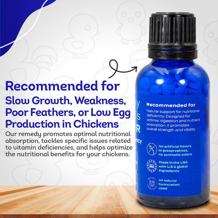 Chicken Nutritional Deficiency Supplement - Supports Balanced Nutrition & Health - Highly Effective, Natural Homeopathic Tablets - 300 Pellets