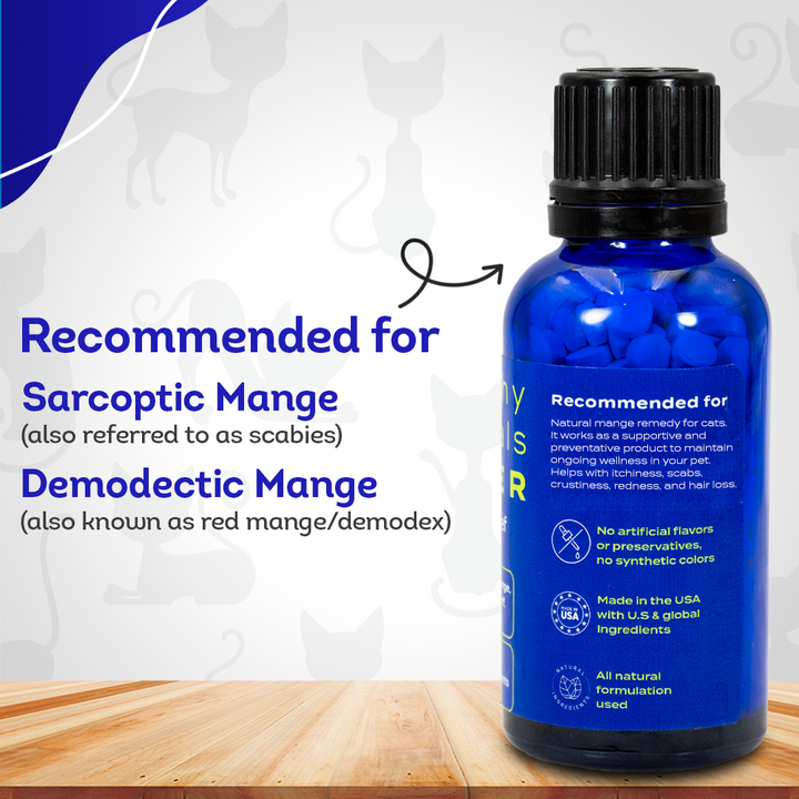 Mange Remedy for Cats - Natural Support for Itchiness, Scabs, & Hair Loss Caused by Mites