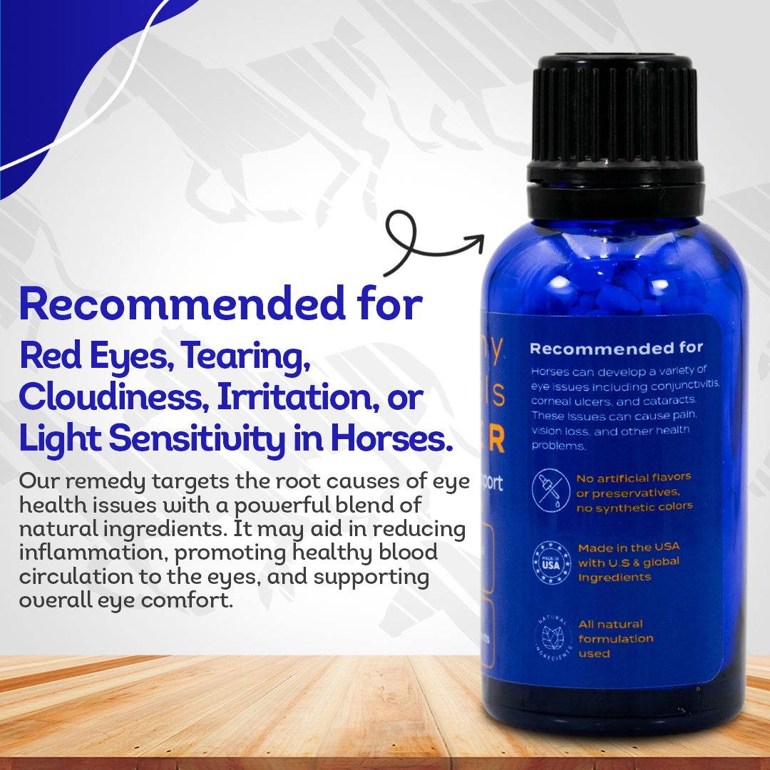 Horse Eye Health Support - Maintains Normal Mineral Levels for Healthy Eyes - Highly Effective, Natural Homeopathic Supplement - 300 Pellets