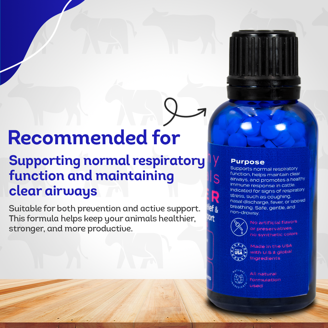 Cattle Respiratory Relief & Immune Support - Clears Airways, Promotes Recovery & Strengthens The Immune System - Natural, Non-Drowsy Formula - 300+ Tablets