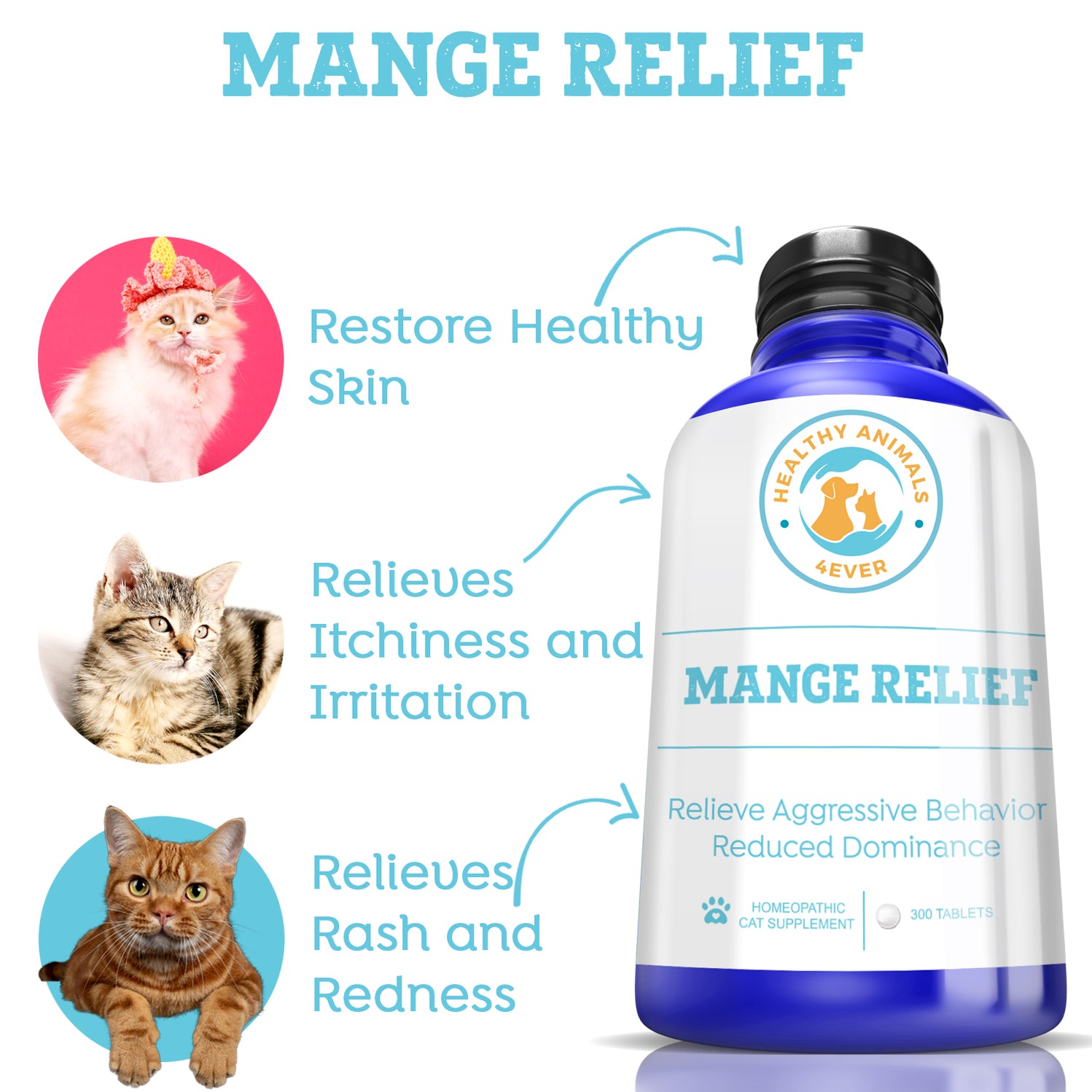 Mange Remedy for Cats Natural Support for Itchiness, Scabs, & Hair L