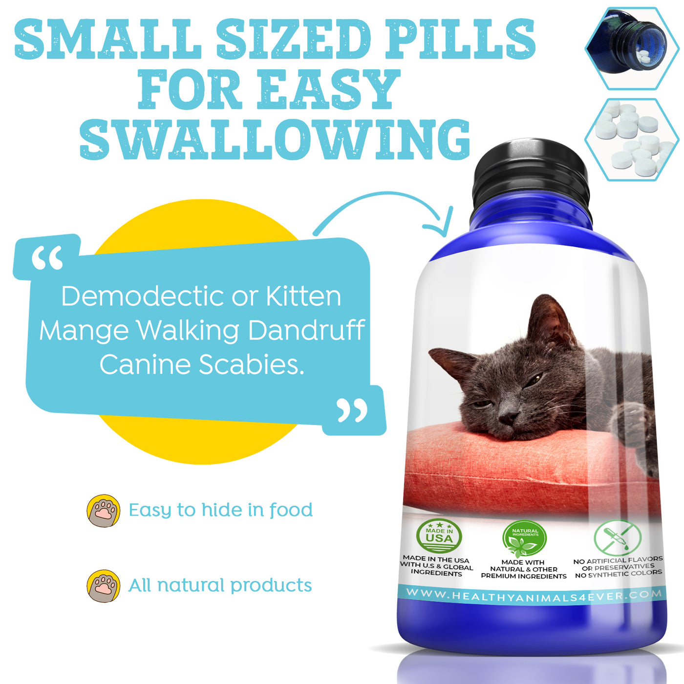 Mange Remedy for Cats Natural Support for Itchiness, Scabs, & Hair L