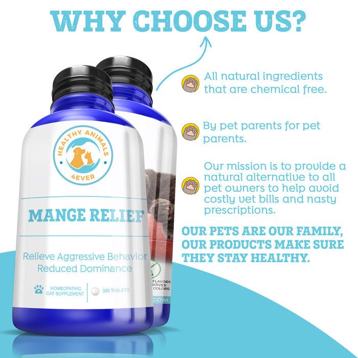 Mange Remedy for Cats - Natural Support for Itchiness, Scabs, & Hair Loss Caused by Mites
