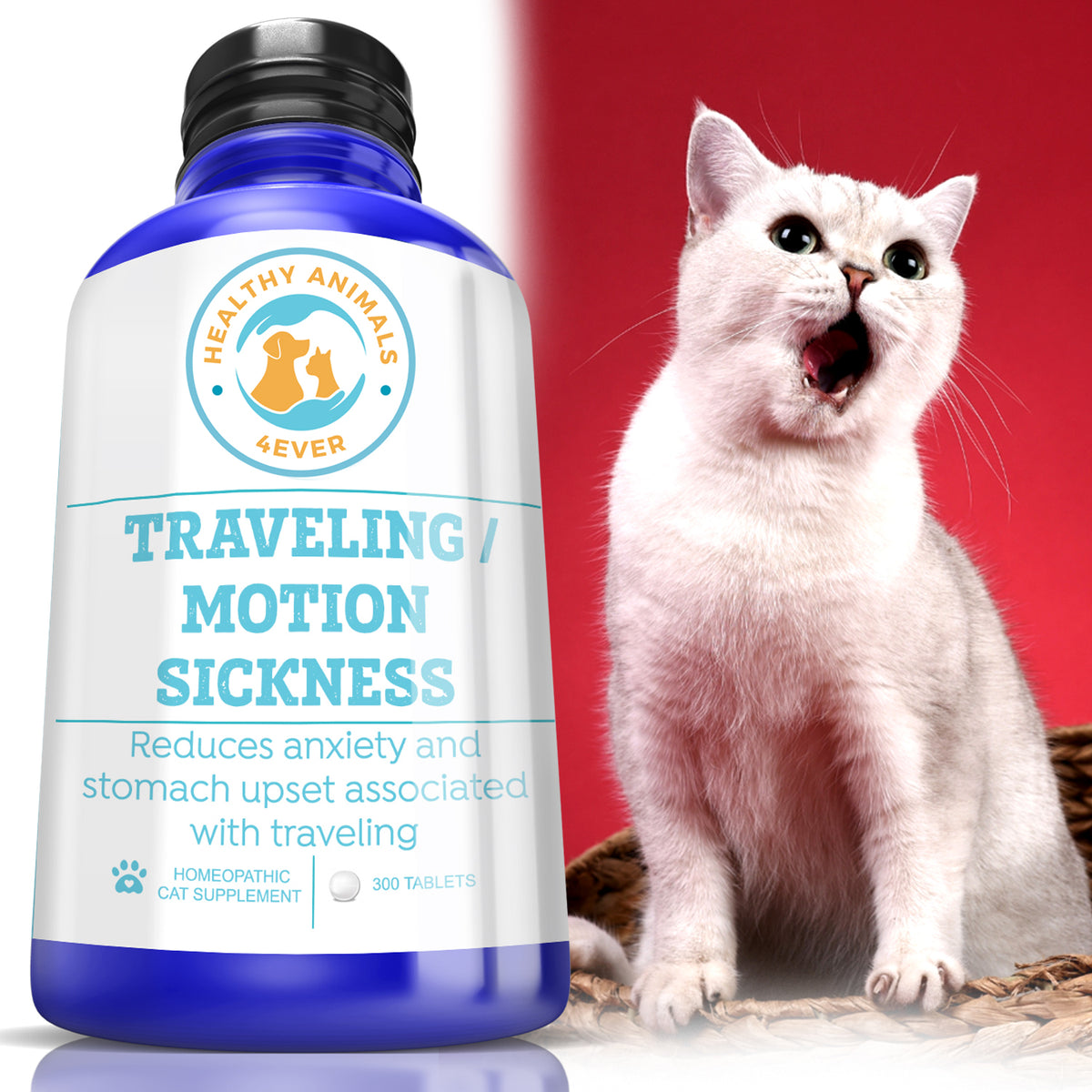 Traveling/Motion Sickness Support Formula for Cats, 300 Tablets, 30Da