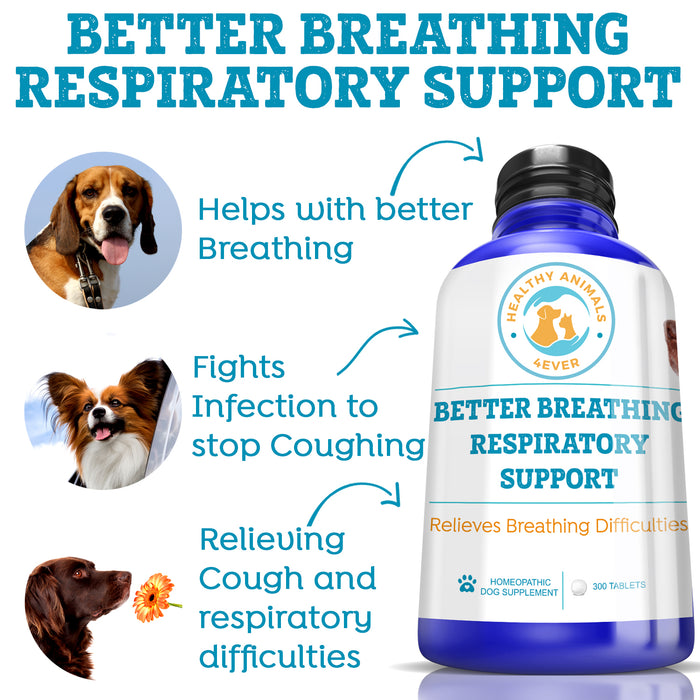 Better Breathing Respiratory Support Formula for Dogs, 300 Pellets, 30-Day Supply